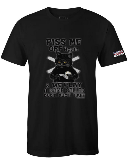 Crew Neck T-Shirt with pissed off cat design